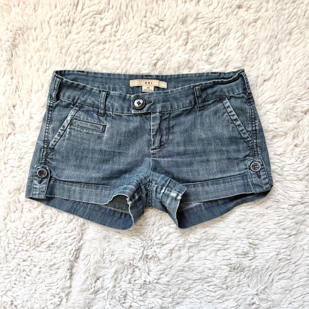 Vintage Forever 21 Y2K Micro Blue Denim Shorts Size 25"
